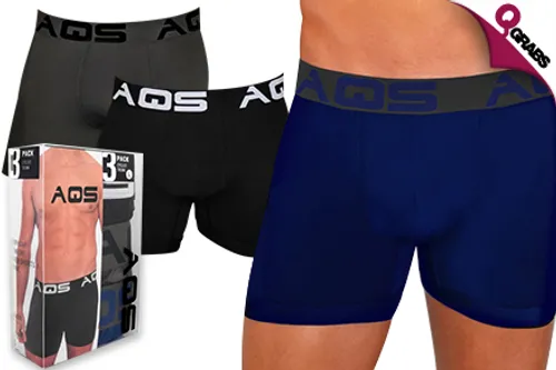 For QR79, Stick Up with Packs of Three AQS Men’s Boxers  - Choose from Four Packs of Different Colors! (QR182 Value)
